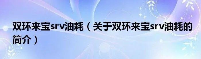 双环来宝srv油耗（关于双环来宝srv油耗的简介）