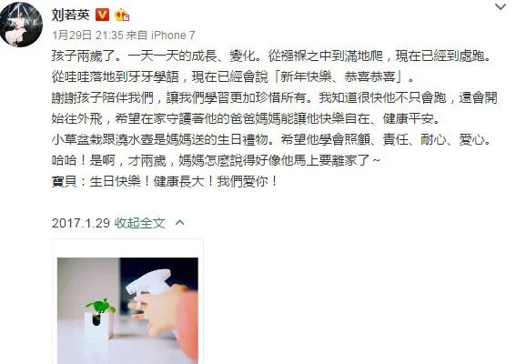 儿子2岁生日 刘若英:好像他马上要离家了