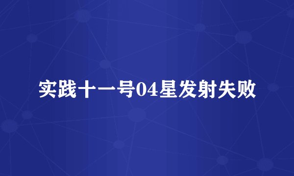 实践十一号04星发射失败