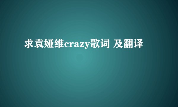 求袁娅维crazy歌词 及翻译