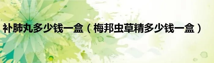 补肺丸多少钱一盒（梅邦虫草精多少钱一盒）
