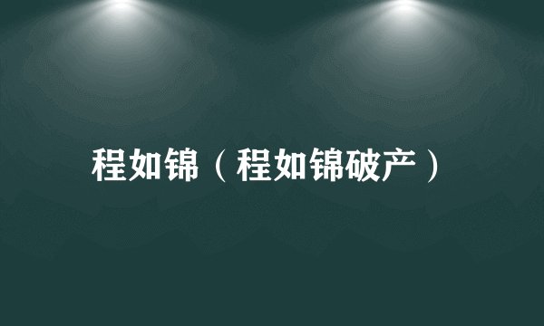 程如锦（程如锦破产）