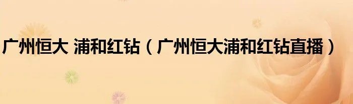广州恒大 浦和红钻(广州恒大浦和红钻直播)