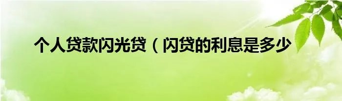 个人贷款闪光贷(闪贷的利息是多少