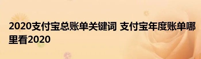 2020支付宝总账单关键词 支付宝年度账单哪里看2020