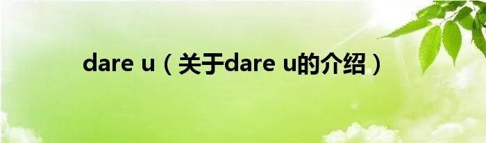 dare u(关于dare u的介绍)