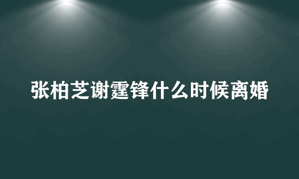 张柏芝谢霆锋什么时候离婚