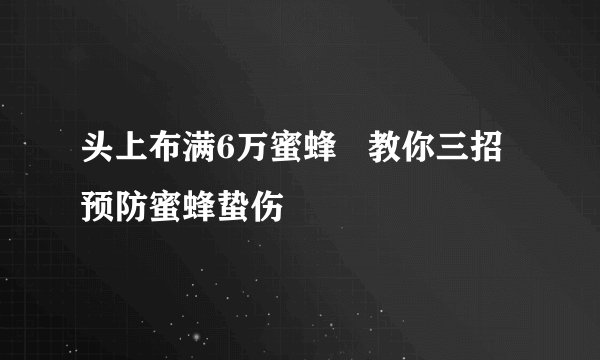 头上布满6万蜜蜂 教你三招预防蜜蜂蛰伤