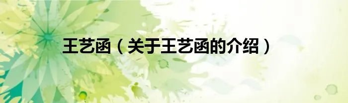 王艺函（关于王艺函的介绍）