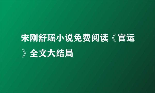 宋刚舒瑶小说免费阅读《官运》全文大结局