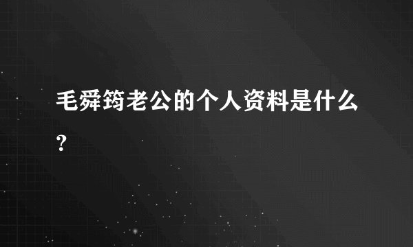 毛舜筠老公的个人资料是什么？