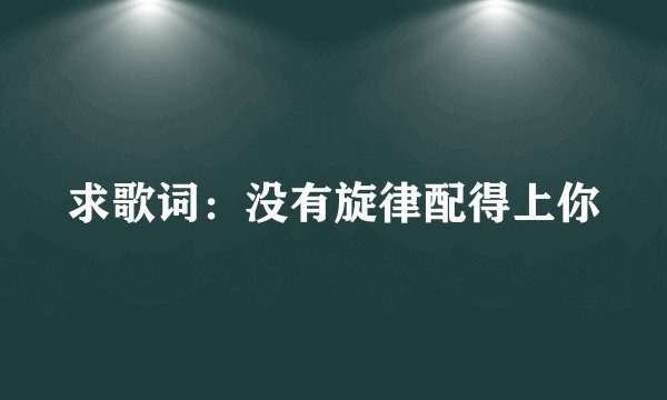 求歌词:没有旋律配得上你