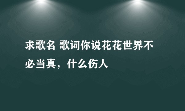 求歌名 歌词你说花花世界不必当真,什么伤人