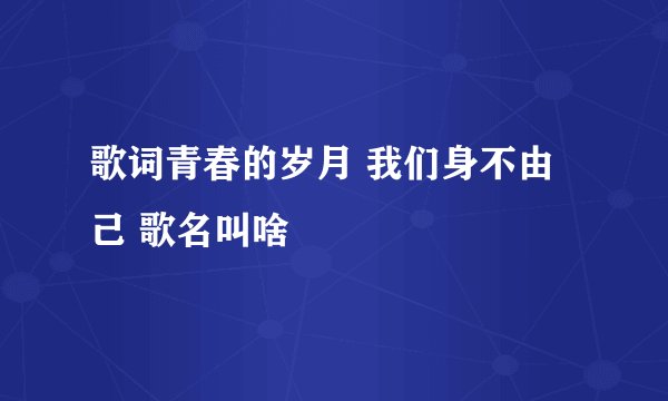 歌词青春的岁月 我们身不由己 歌名叫啥