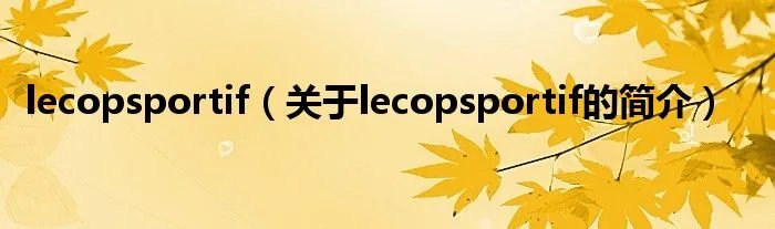 lecopsportif(关于lecopsportif的简介)