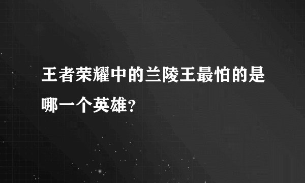 王者荣耀中的兰陵王最怕的是哪一个英雄？