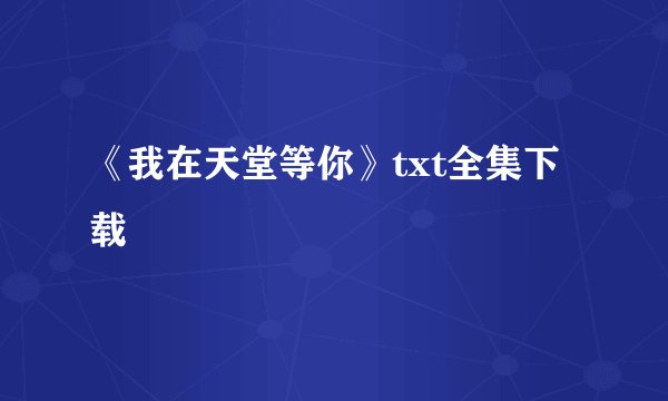 《我在天堂等你》txt全集下载