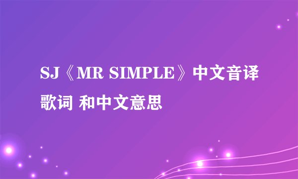 SJ《MR SIMPLE》中文音译歌词 和中文意思