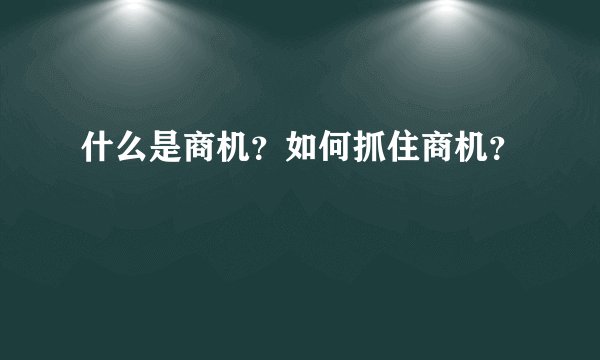 什么是商机？如何抓住商机？
