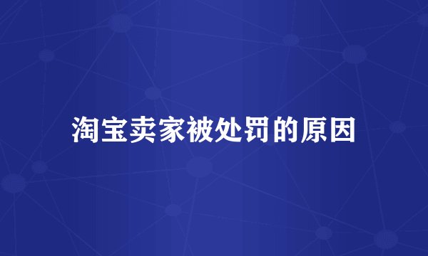 淘宝卖家被处罚的原因