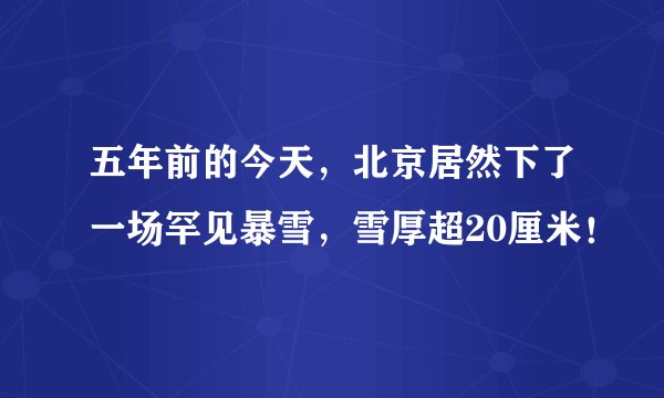 五年前的今天,北京居然下了一场罕见暴雪,雪厚超20厘米!
