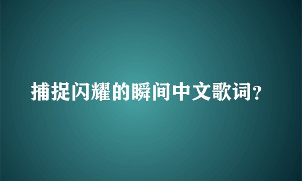 捕捉闪耀的瞬间中文歌词?