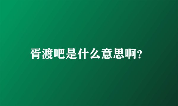 胥渡吧是什么意思啊？