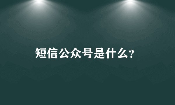 短信公众号是什么?