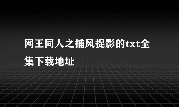 网王同人之捕风捉影的txt全集下载地址