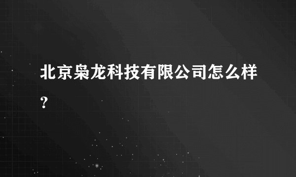北京枭龙科技有限公司怎么样?