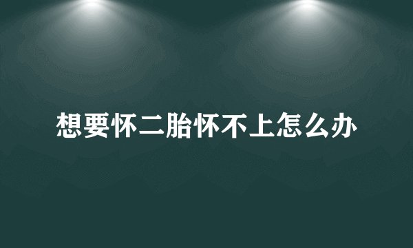 想要怀二胎怀不上怎么办
