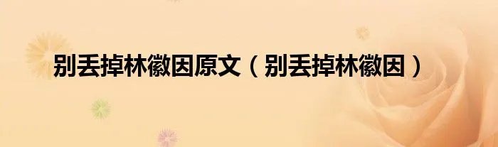 别丢掉林徽因原文(别丢掉林徽因)