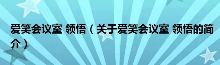 爱笑会议室 领悟(关于爱笑会议室 领悟的简介)