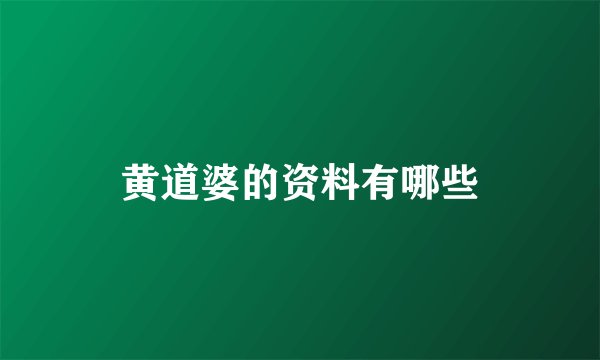 黄道婆的资料有哪些