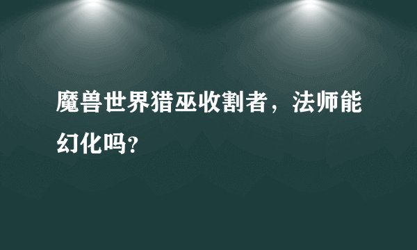 魔兽世界猎巫收割者，法师能幻化吗？