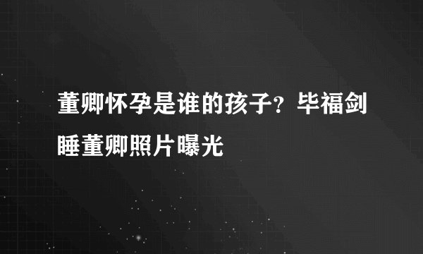 董卿怀孕是谁的孩子?毕福剑睡董卿照片曝光