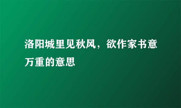 洛阳城里见秋风,欲作家书意万重的意思