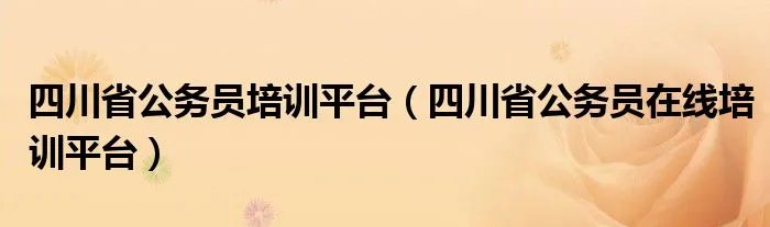 四川省公务员培训平台(四川省公务员在线培训平台)