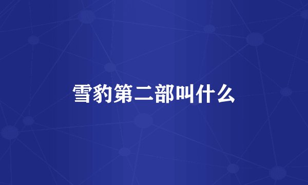 雪豹第二部叫什么