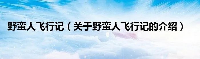 野蛮人飞行记(关于野蛮人飞行记的介绍)
