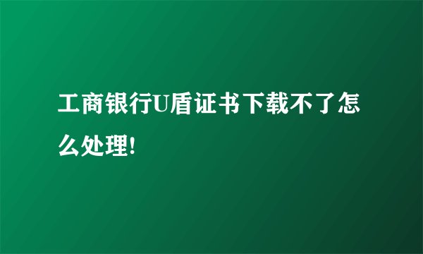 工商银行U盾证书下载不了怎么处理!