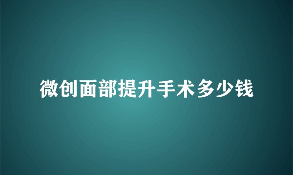 微创面部提升手术多少钱