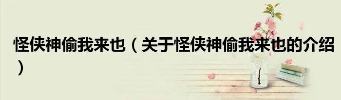 怪侠神偷我来也(关于怪侠神偷我来也的介绍)