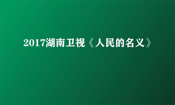2017湖南卫视《人民的名义》