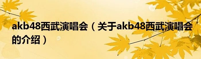 akb48西武演唱会(关于akb48西武演唱会的介绍)