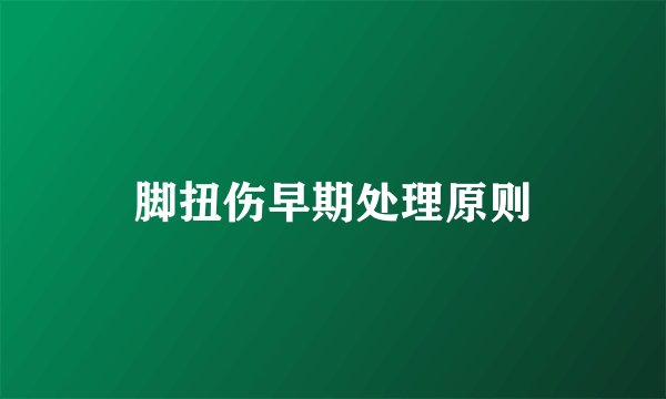 脚扭伤早期处理原则
