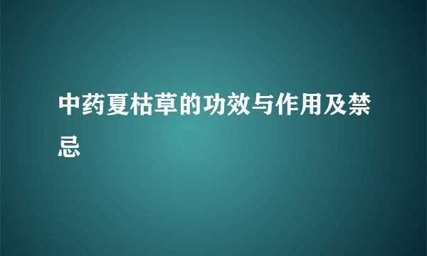 中药夏枯草的功效与作用及禁忌