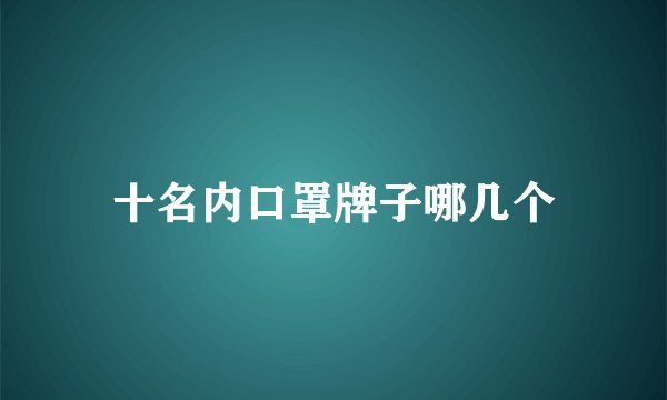 十名内口罩牌子哪几个
