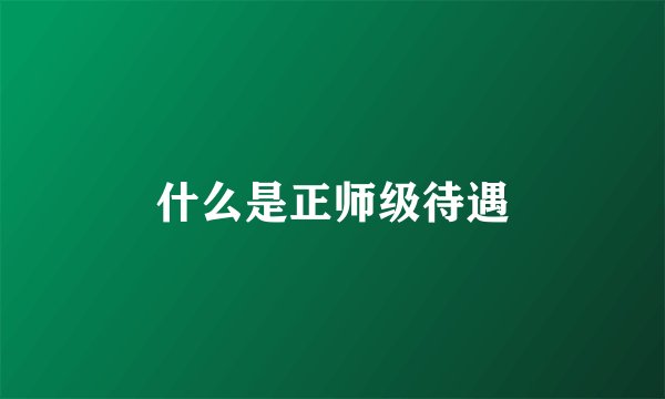 什么是正师级待遇