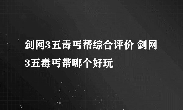 剑网3五毒丐帮综合评价 剑网3五毒丐帮哪个好玩
